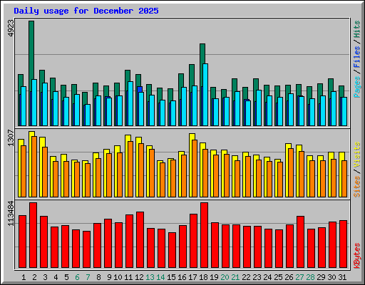 Daily usage for December 2025